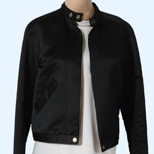 MARK EISEN Vintage Black Silk Bomber Jacket